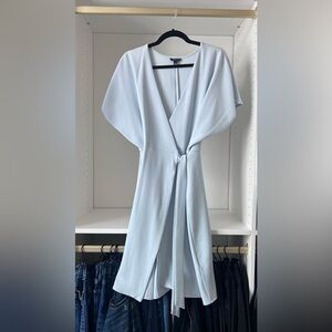 Topshop Sky Blue Textured Fabric Wrap Dress